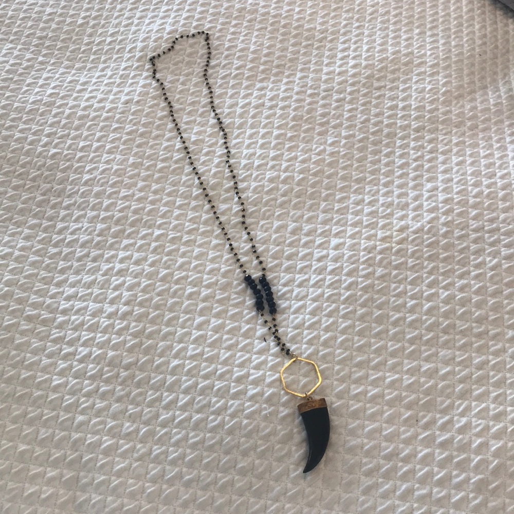 Black and gold horn necklace